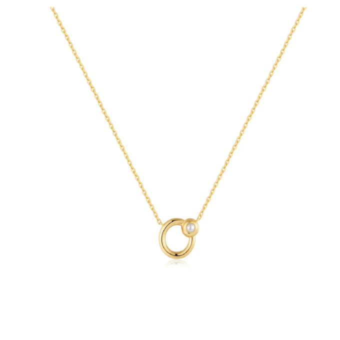 Ania Haie Silver & Yellow Gold Pearl Drop Hoop Earrings