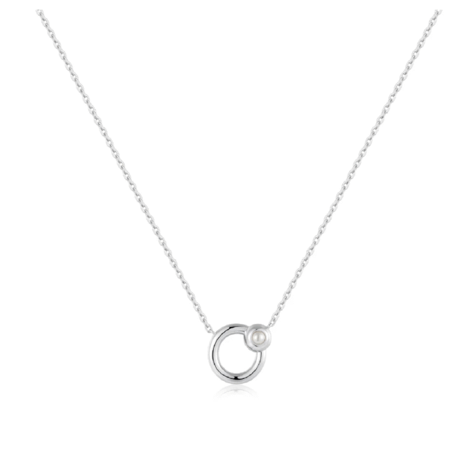 Ania Haie Silver Freshwater Pearl Hoop Necklace