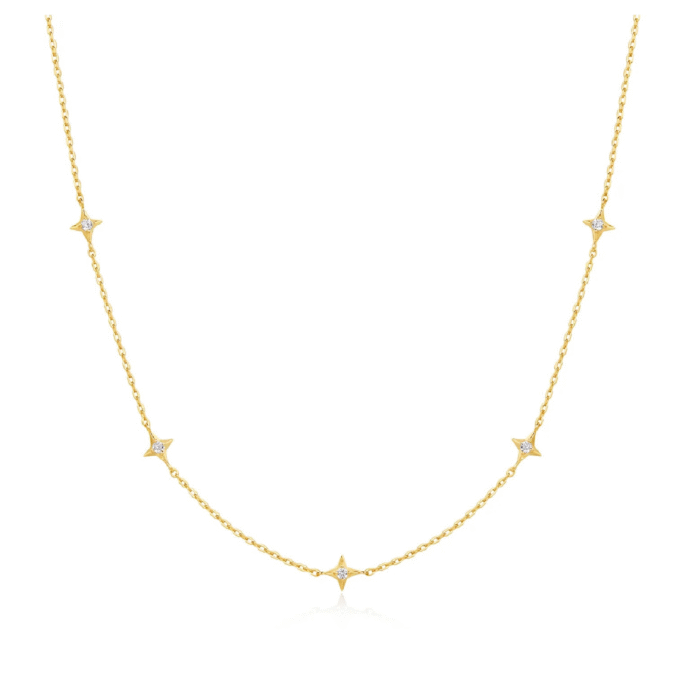 Ania Haie Star Station Necklace in Silver and Gold Plating