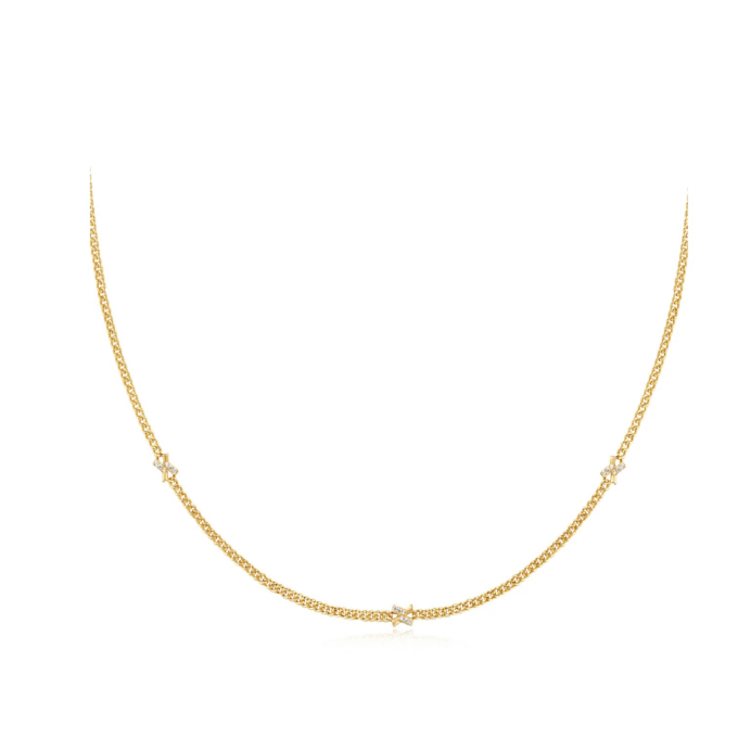 Ania Haie Gold Cross Station Necklace in Sterling Silver