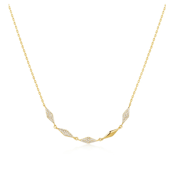 Ania Haie Multi Sparkle Station Necklace in Silver and Gold Plating