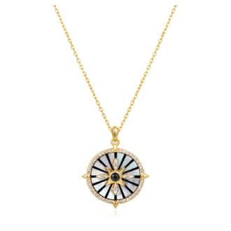 Ania Haie Black Agate and Mother-of-Pearl CZ Drop Pendant