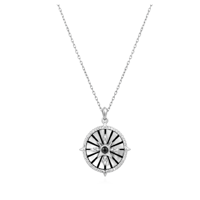 Ania Haie Silver Astrolabe Drop Pendant Necklace