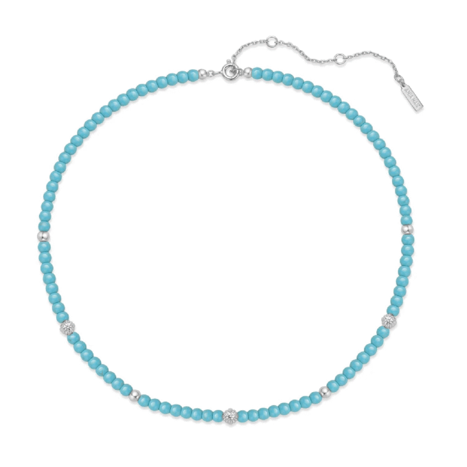 Ania Haie Silver Turquoise Bead Necklace 15" with 3" Extension