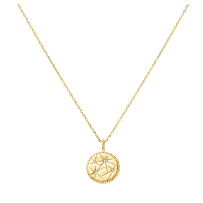 Ania Haie Yellow Gold-Plated Shooting Star Round Disc Pendant 18" + 2" Extender