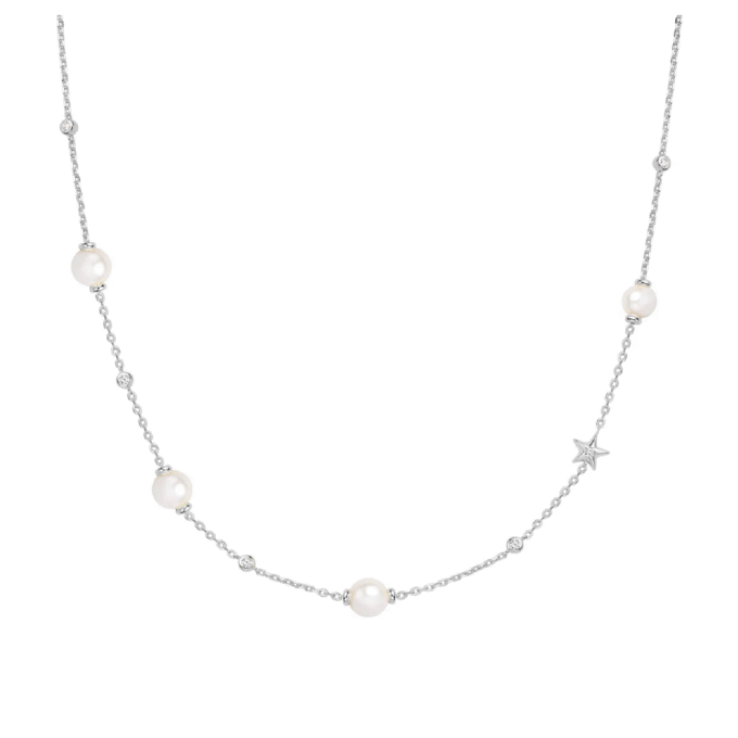 Ania Haie 16" Pearl and Star Station Necklace with 2" Extender
