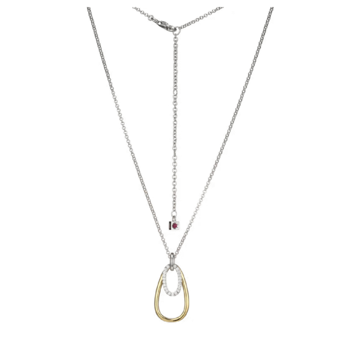 Circadia Oval and Teardrop Pendant Necklace with Rolo Chain in YGP