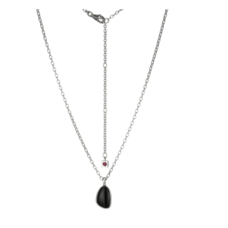 Elle Pebble Pendant Necklace with Black Agate on Rolo Chain