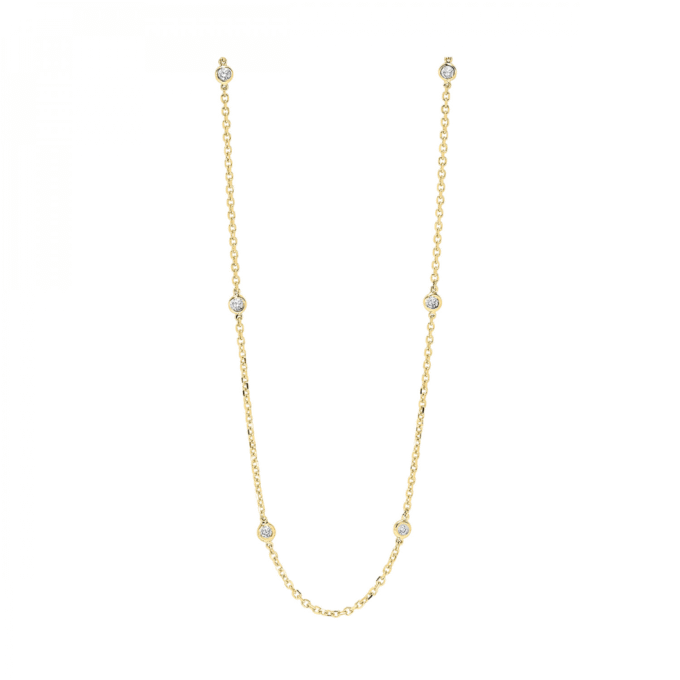 14k Yellow Gold Diamond By The Yard Necklace with .75ctw