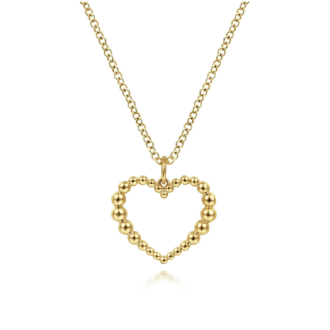 Gabriel Bujukan Beaded Open Heart Pendant in 14k Yellow Gold