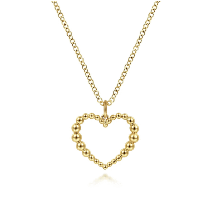 Gabriel Bujukan Beaded Open Heart Pendant in 14k Yellow Gold