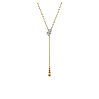 Gabriel Bujukan "Y" Necklace with .02ctw Diamonds in 14k Tri-Tone Gold