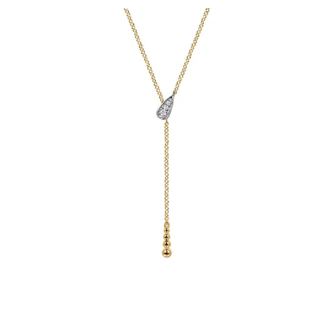 Gabriel Bujukan "Y" Necklace with .02ctw Diamonds in 14k Tri-Tone Gold