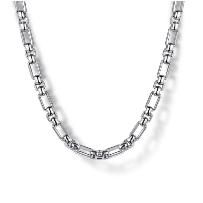 Solid Figaro Chain 3mm in Sterling Silver, 22" Length