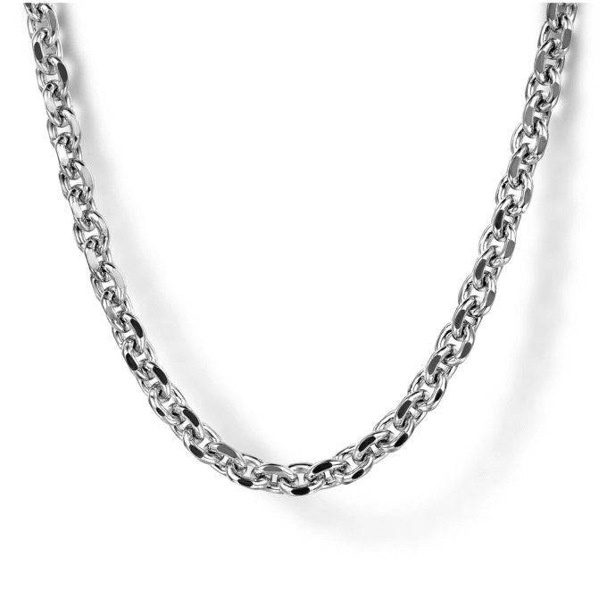 Gabriel Solid Open Link Chain in Sterling Silver, 22" Length