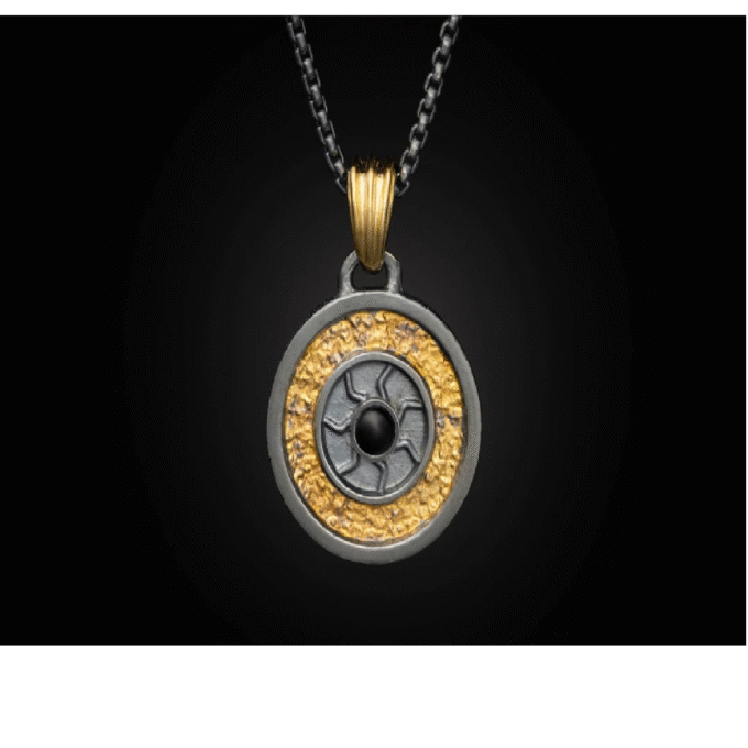 William Henry Sterling Silver Pendant with 18K Gold and Black Onyx