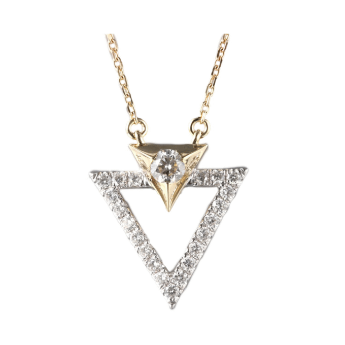 Triangle Drop Necklace with .25ctw Round Diamonds in 14k Two-Tone Gold