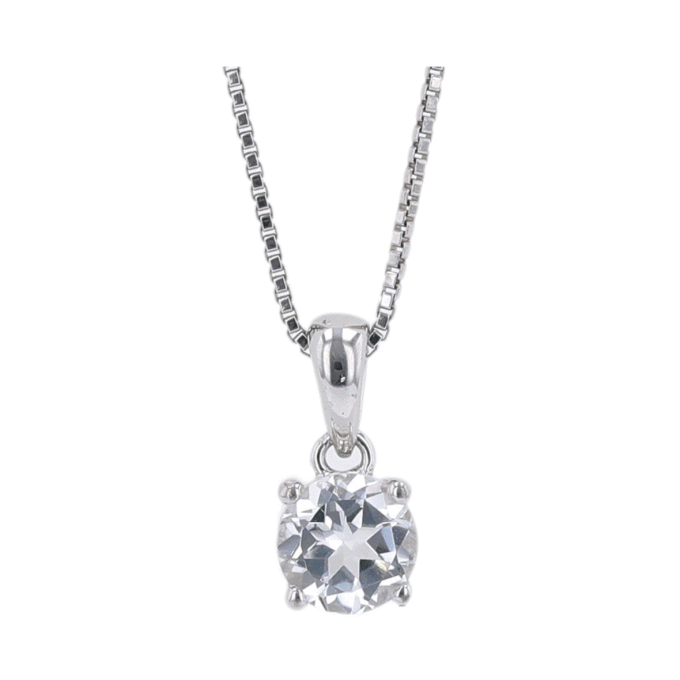 Birthstone Necklace with Round Sapphire in Sterling Silver