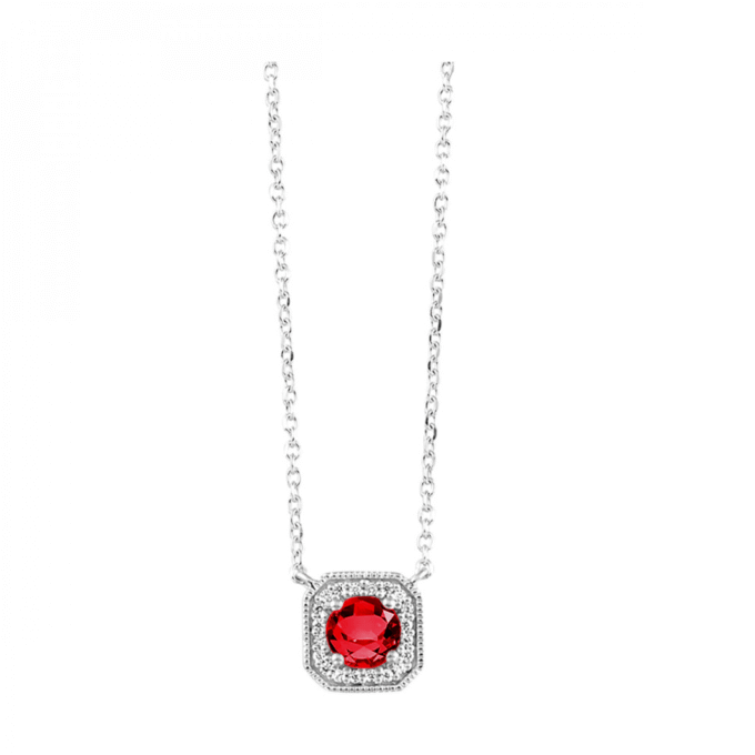 Cushion Halo Drop Necklace with .05ctw Round Diamonds in 10k White Gold