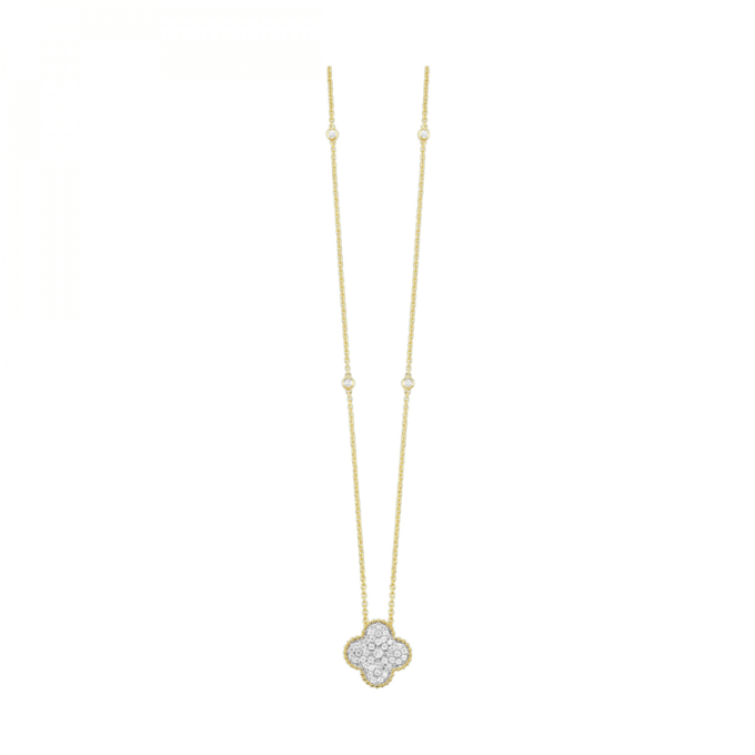Clover Necklace with .37ctw Round Diamonds in 10k Yellow Gold