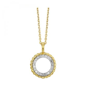 Open Circle Pendant with .05ctw Round Diamonds in 14k Yellow Gold