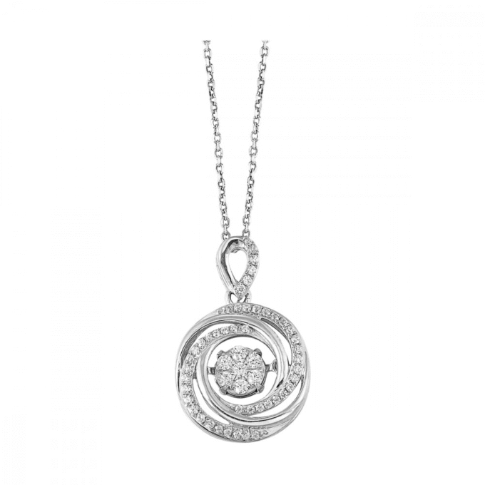 Cluster Drop Necklace with .25ctw Round Diamonds in Sterling Silver