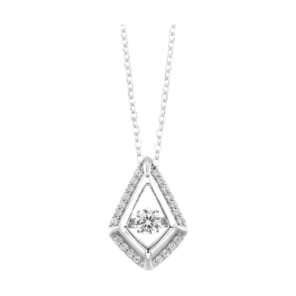 Sterling Silver Kite Drop Pendant with Cubic Zirconia