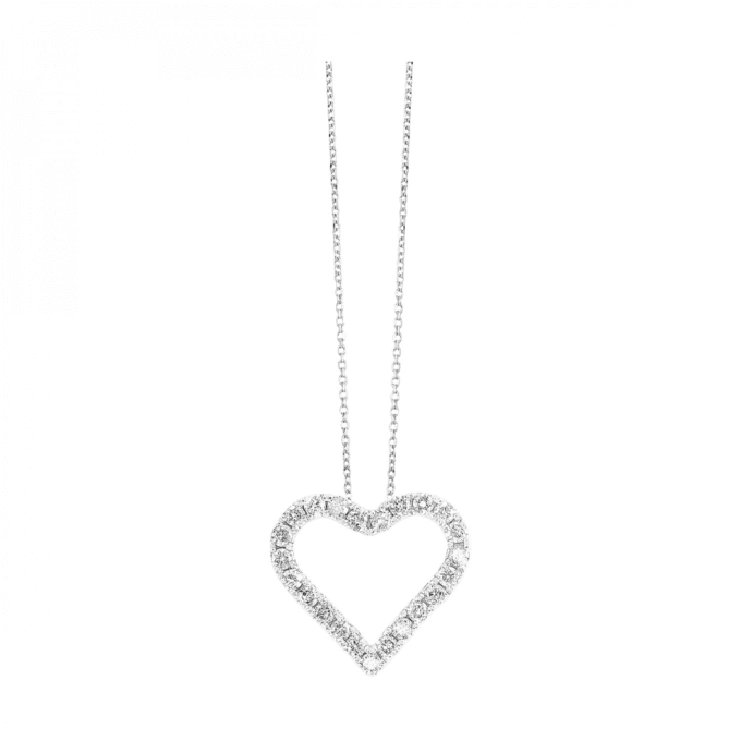 Heart Drop Necklace with .25ctw Round Diamonds in 14k White Gold