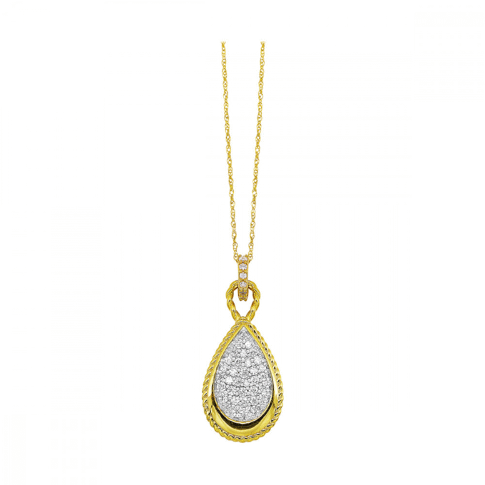 Teardrop Pendant Necklace with .50ctw Round Diamonds in 14k Yellow Gold
