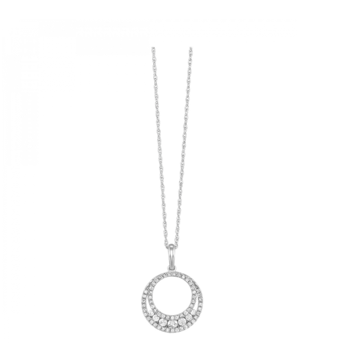 Double Round Drop Pendant with .25ctw Diamonds in 10k White Gold