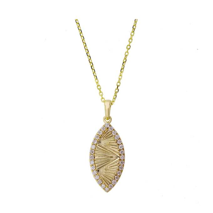 Marquise Diamond Drop Pendant with .20ctw Round Diamonds in 14k Yellow Gold