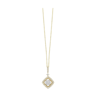 Square Drop Necklace with .50ctw Round Diamonds in 14k Two-Tone Gold