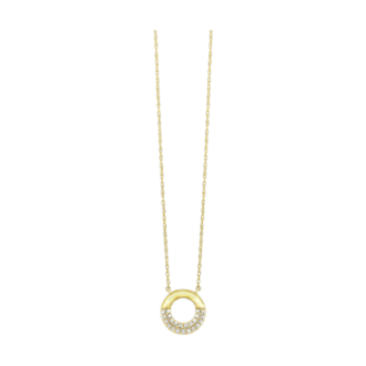 O" Drop Necklace with .16ctw Round Diamonds in 10k Yellow Gold, 18