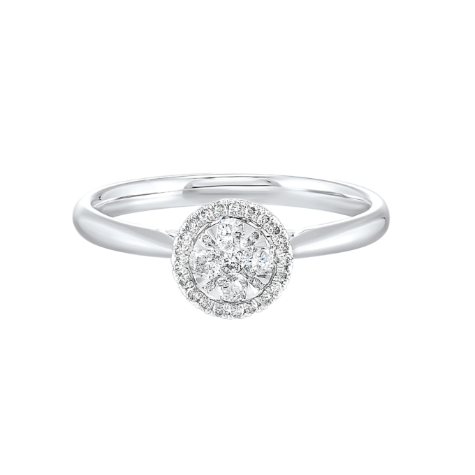 Halo Cluster Engagement Ring with .25ctw Round Diamonds in 14k White Gold