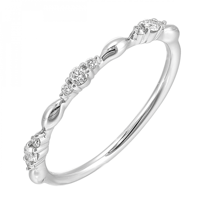 Stackable Ring with 1/8ctw Round Diamonds in 14k White Gold