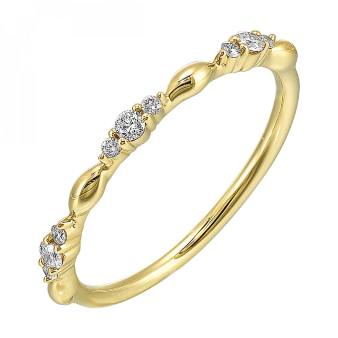 Stackable Ring with 9 Round Diamonds totaling 1/8ctw in 14k Yellow Gold