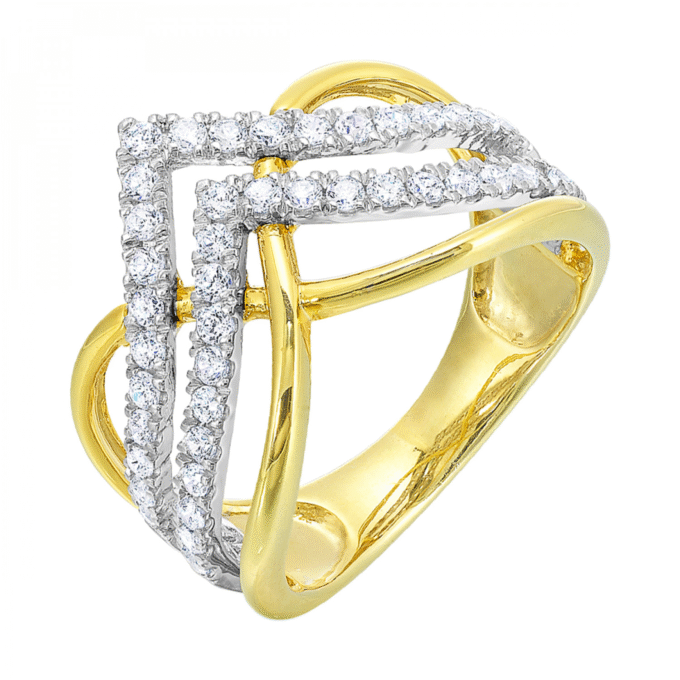Wide Fashion Ring with .5ctw Round Diamonds in 10k Yellow Gold