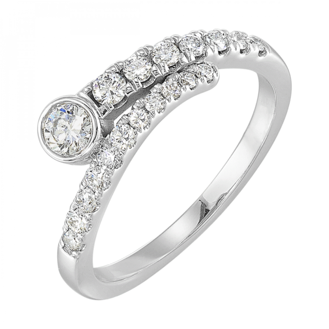 Bypass Fashion Ring with .20ctw Round Diamonds in Sterling Silver
