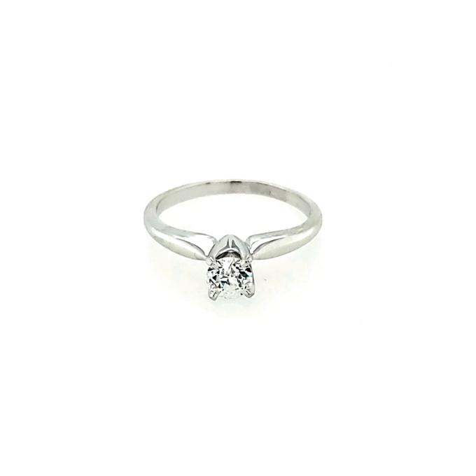 Simple 1/3ctw Round Diamond Solitaire Engagement Ring in 14k White Gold