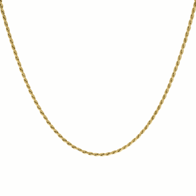 Yellow Gold-Plated Rope Chain 2mm 30" Length
