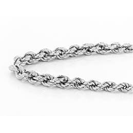 1mm Rope Chain in Sterling Silver, 20" Length with Spring Clasp