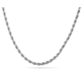 Silver Rope Chain 2.5mm in Stainless Steel 26" Length