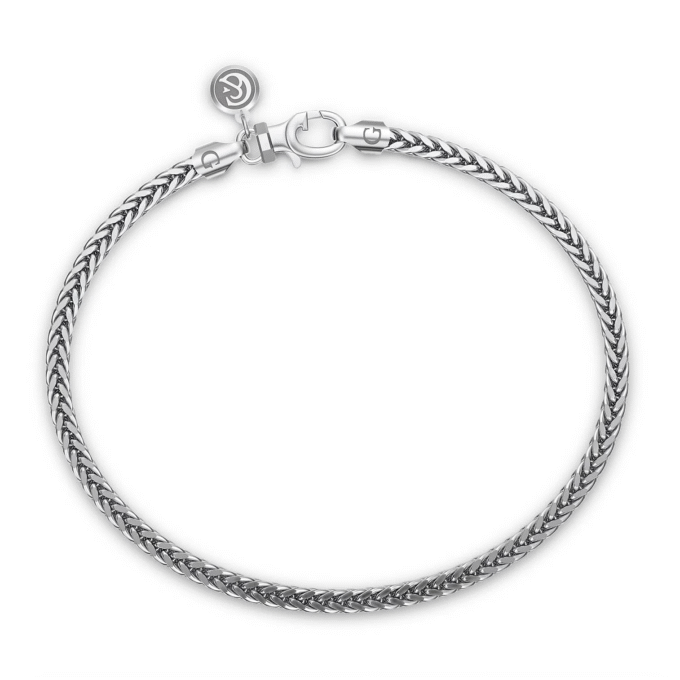 Men's Wheat Chain Bracelet in Sterling Silver, 8.5" Length