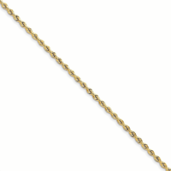 Diamond Cut Rope Chain 2.3mm in 14k Yellow Gold 18" Length