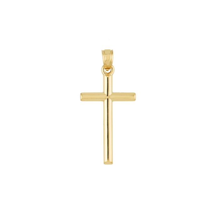 Basic Bar Cross Pendant Necklace in 14k Yellow Gold
