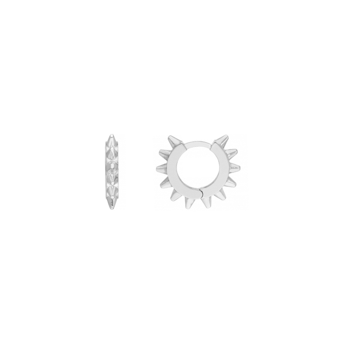 14K White Gold Spike 10mm Hoop Earrings