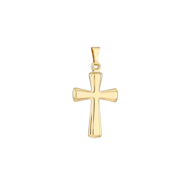 10k Yellow Gold Raised Center Cross Pendant with Rope Chain