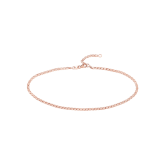 Flat Mariner Link Ankle Chain 2.2mm in 14k Rose Gold 10"