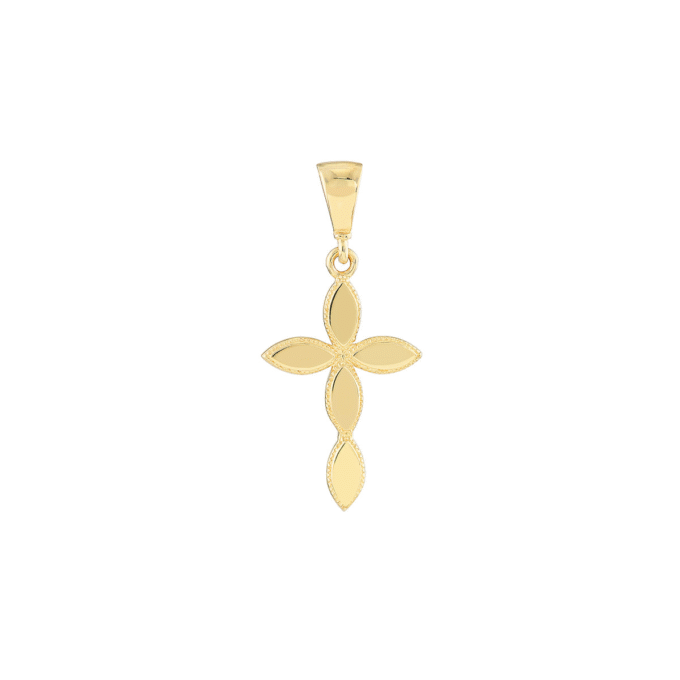 Multi-Marquise Cross Necklace with 18" Rope Chain in 14k Gold