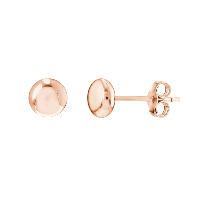 14K Rose Gold Flat Round Pebble Stud Earrings 5.5mm